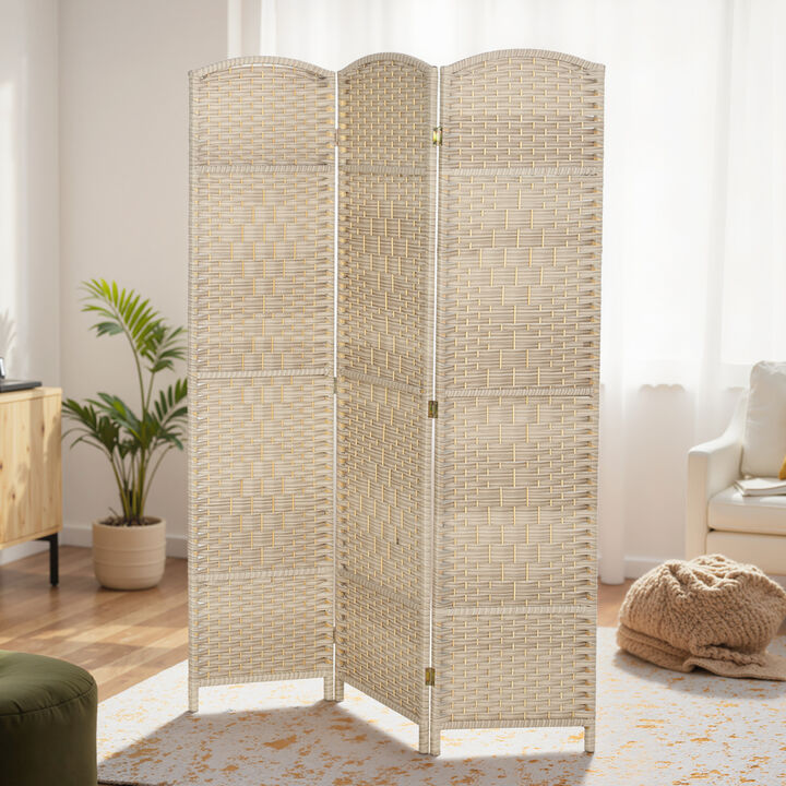 Hivvago 6' Tall Freestanding Wood Privacy Screen with 3 Panels