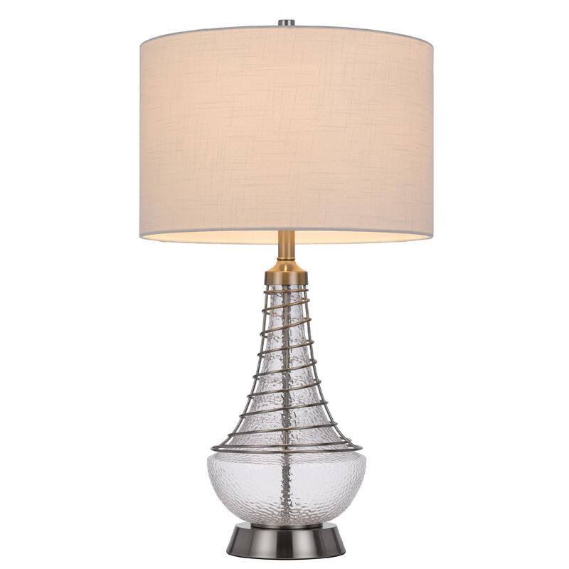 Table Lamp, Tapered Corkscrew Glass Body with Wire Accent, Brushed Steel image number 2