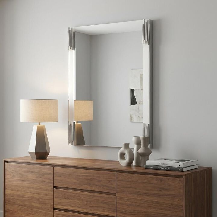 HomeRoots 43" White Steel Framed Accent Mirror