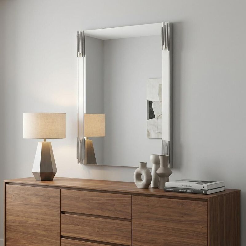 HomeRoots 43" White Steel Framed Accent Mirror image number 1