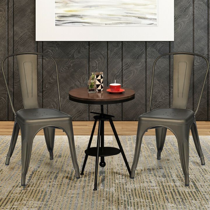 4 Pcs Modern Bar Stools with Removable Back and Rubber Feet