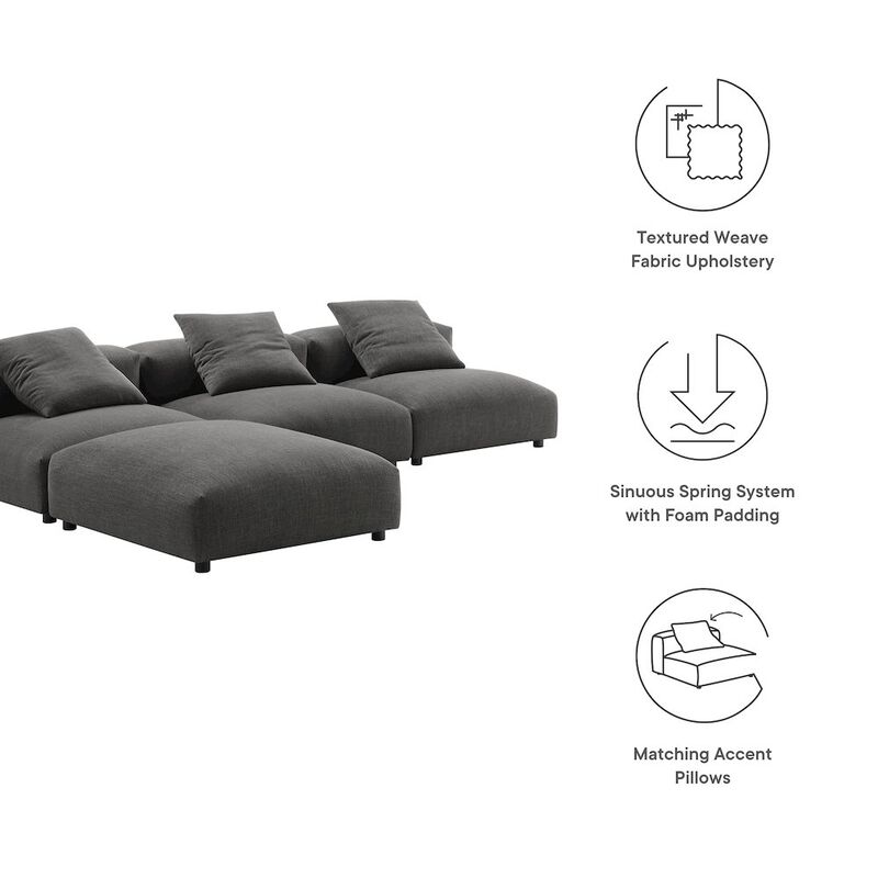 Solace 4-Piece Modular Upholstered Fabric Sectional Sofa image number 1