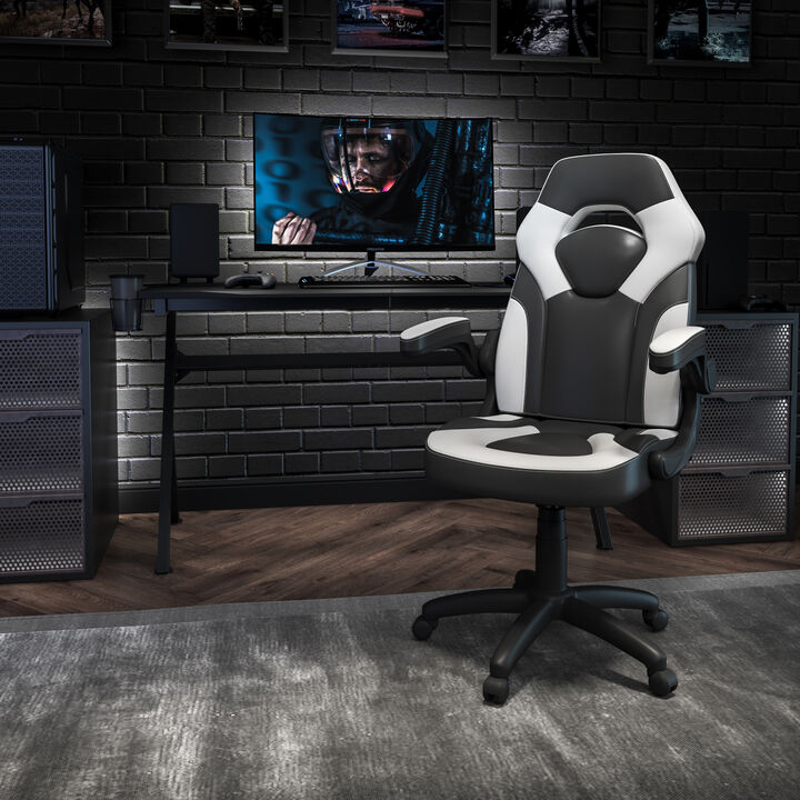 X10 Gaming Chair Racing Office Ergonomic Computer PC Adjustable Swivel Chair with Flip-up Arms, / LeatherSoft