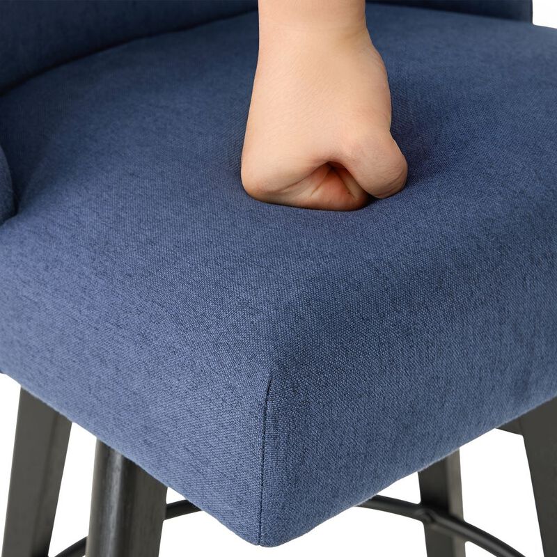 Counter Height Bar Stools, 26" Swivel Barstools with Backs, Linen Bar Chairs for Dining Room, Blue image number 7