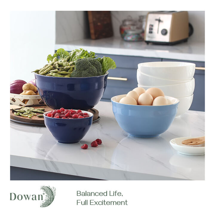 DOWAN Ceramic Mixing Bowls for Kitchen, Size 4.25/2/0.5 Qt Large Serving Bowl Set, Microwave and Dishwasher Safe, Sturdy & No Scratch, Nesting Bowls for Space Saving, 3-Pieces Set