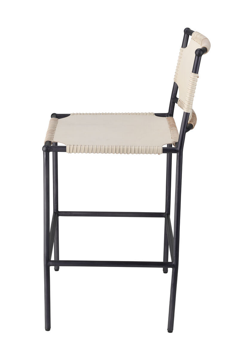 Asher White Leather Counter Stool