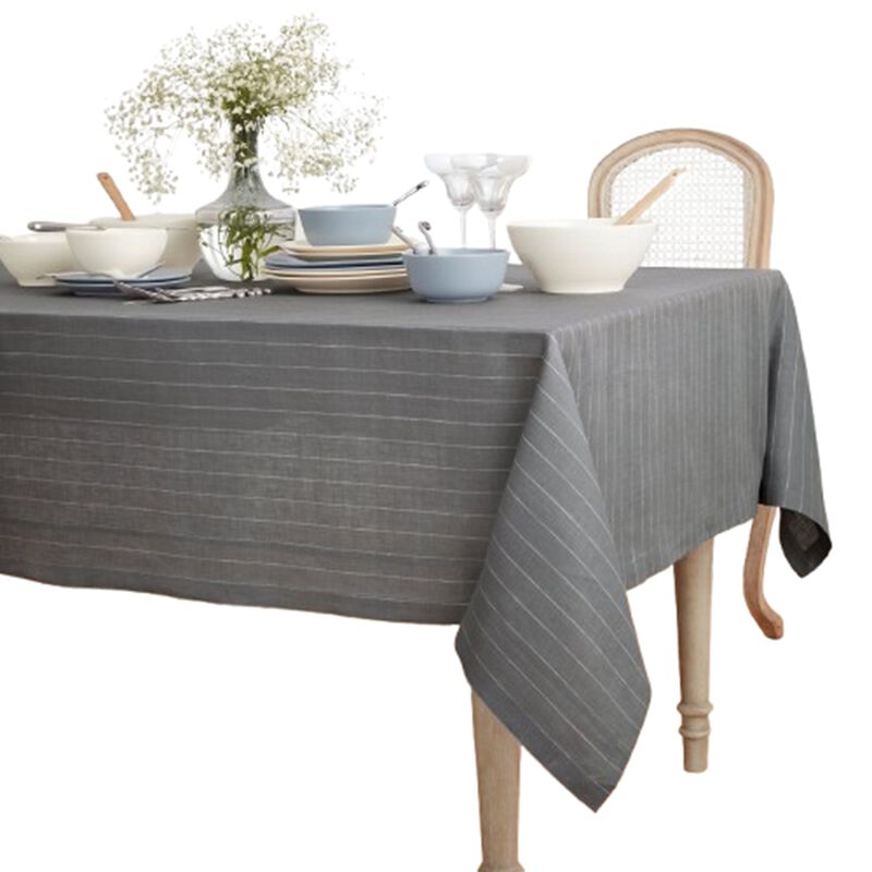 Solino Home 100% Pure Linen Tablecloth - Pinstripe