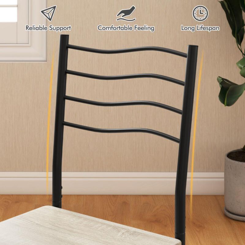 Hivvago 5 Pieces Wood Metal Dining Table Set with 4 Chairs