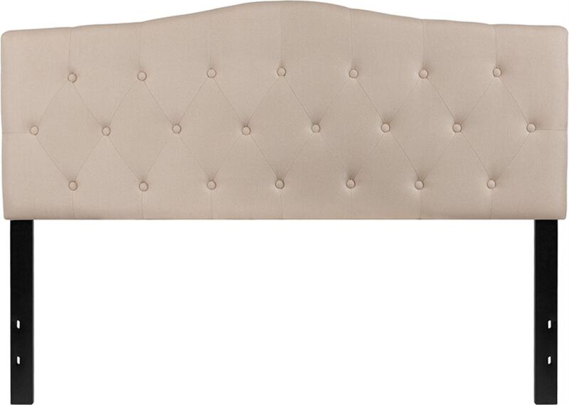 Flash Furniture Cambridge Tufted Upholstered Queen Size Headboard in Beige Fabric