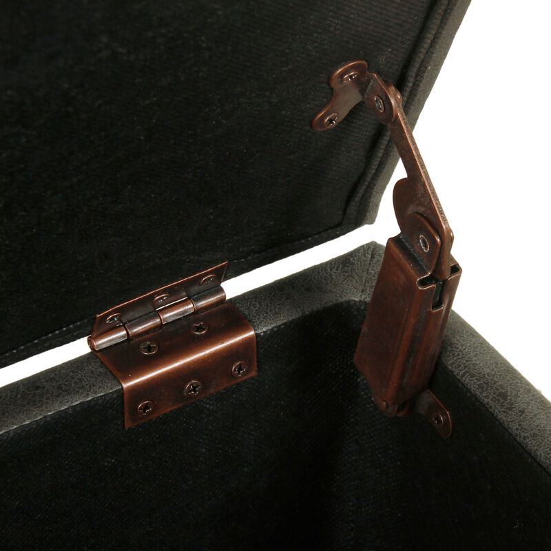 Leo Square Storage Ottoman with Plush Gray Faux Leather, 28 Inch