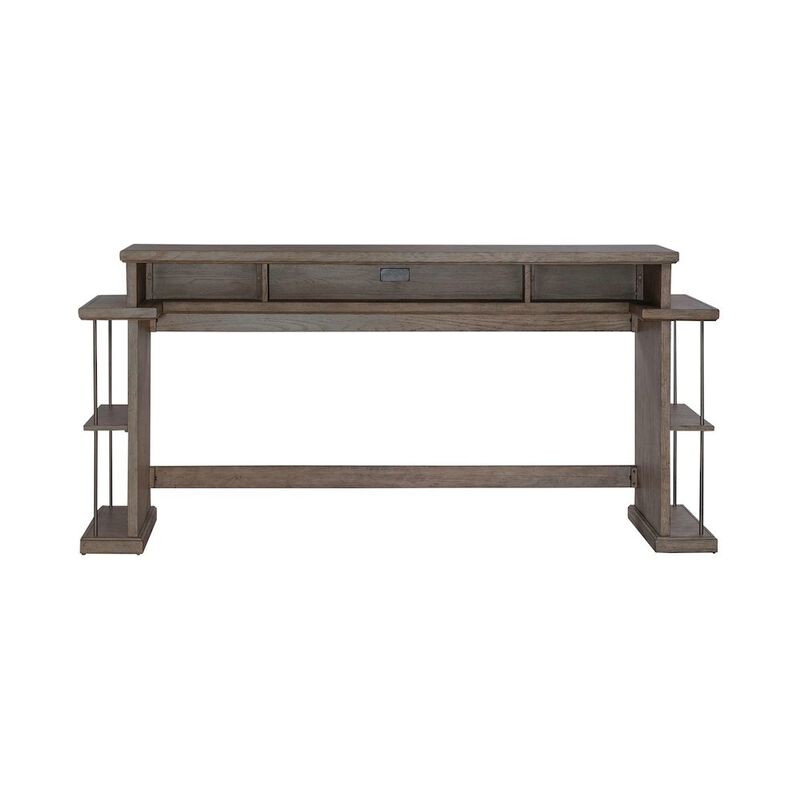 Liberty Furniture City Scape Metal Accent Oak Wood Console Bar Table for Living Room, Beige image number 2