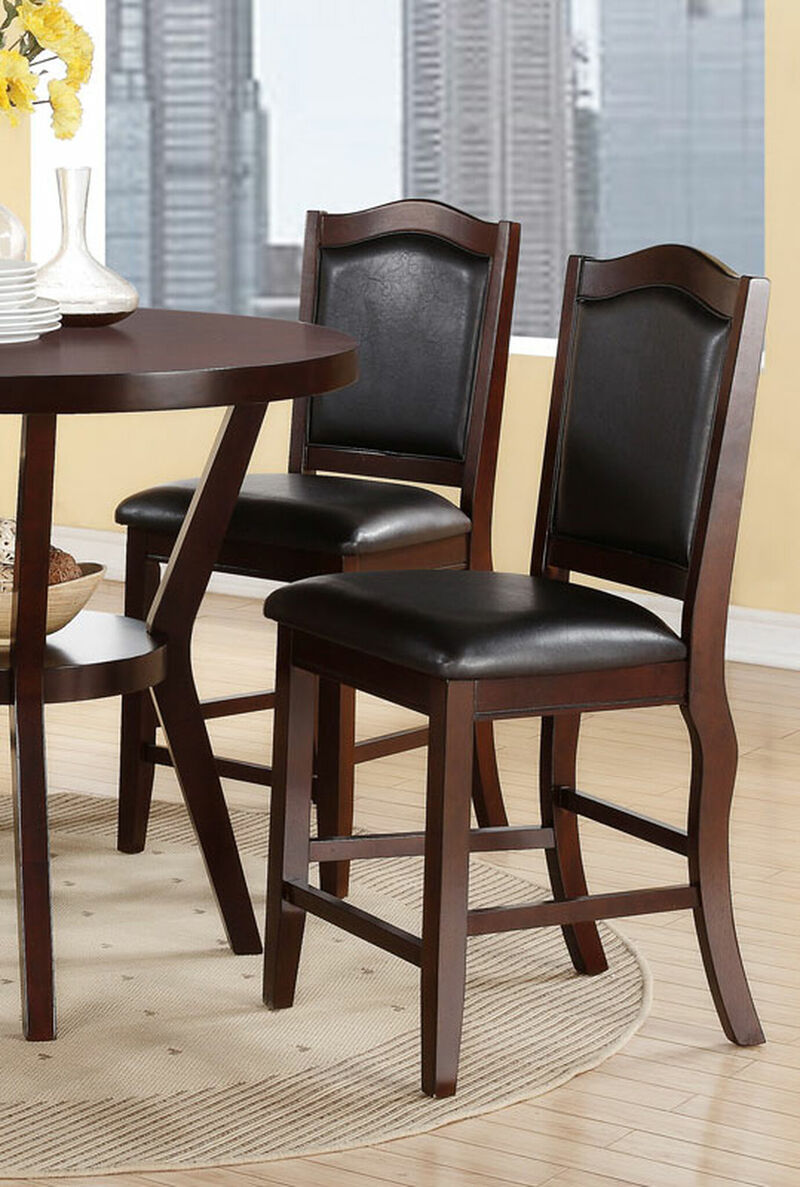Streamdale Set of 2 Counter Height Chairs in Dark Brown Wood Finish
