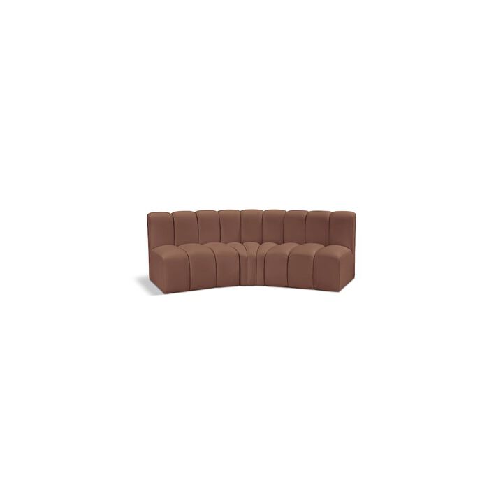 Meridian Furniture Arc Cognac Vegan Leather Modular Sofa
