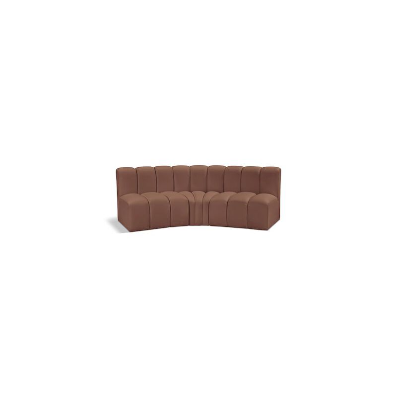 Meridian Furniture Arc Cognac Vegan Leather Modular Sofa