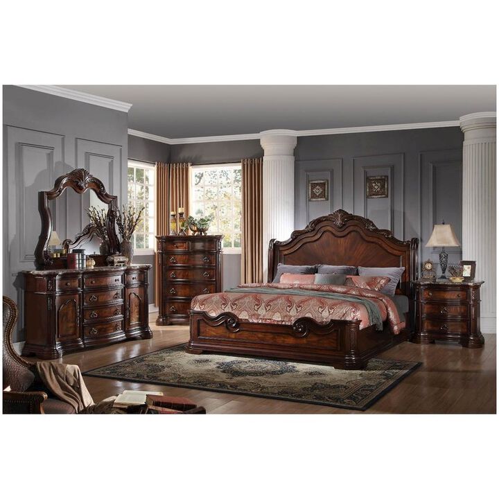 Best Master Furniture Barney's Traditional Wood Eastern King Bed in Walnut