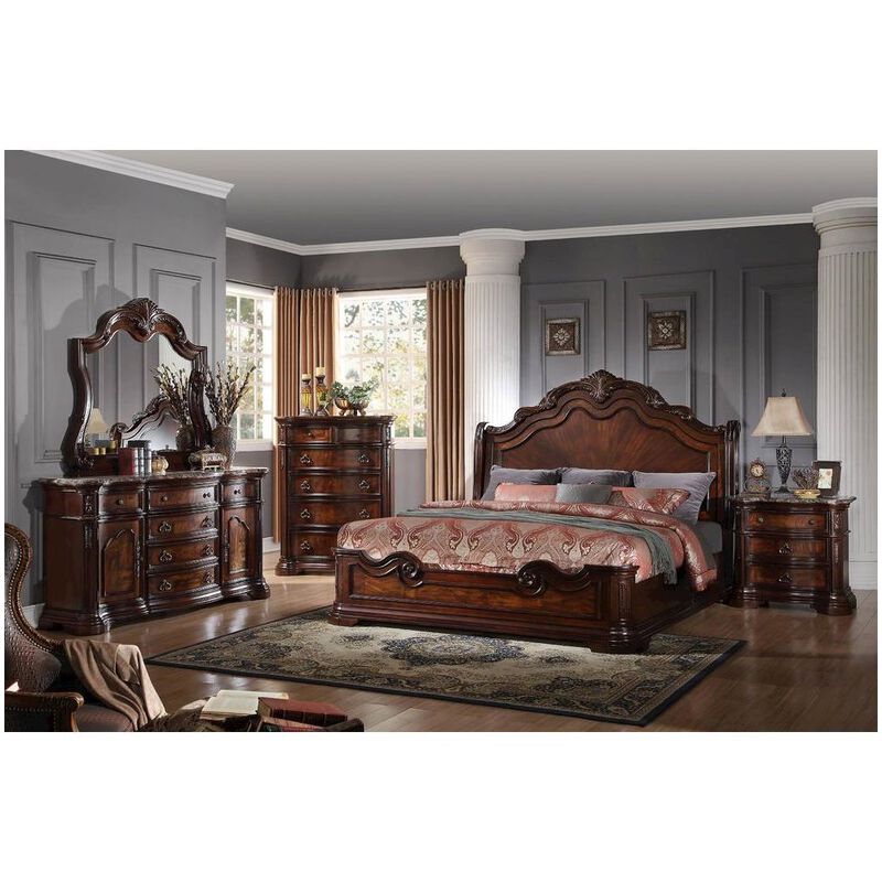 Best Master Furniture Barney's Traditional Wood Eastern King Bed in Walnut image number 1