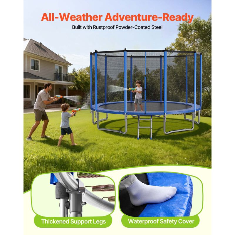 Heavy Duty Outdoor Trampoline with Enclosure Net, Round Backyard Trampoline for Kids & Adults image number 4