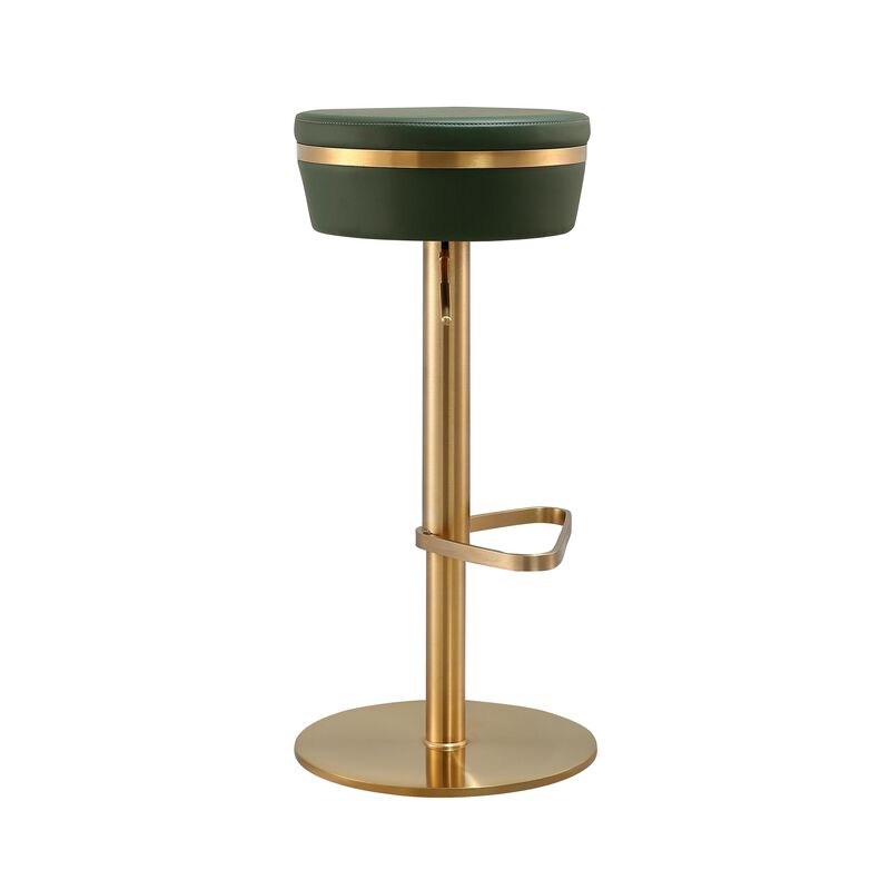 Astro White Performance Vegan Leather and Gold Adjustable Stool