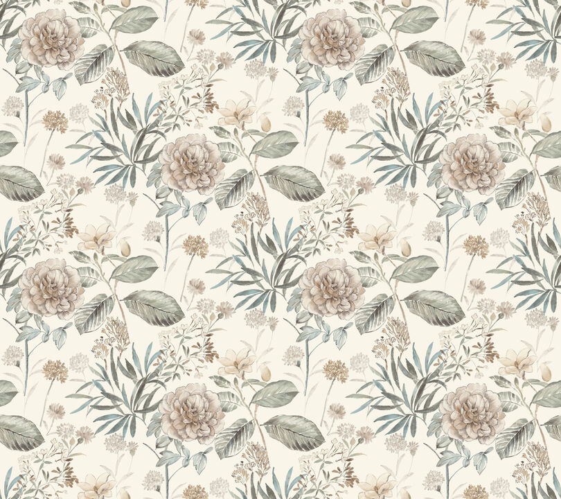 Midsummer Floral Beige & Green Wallpaper