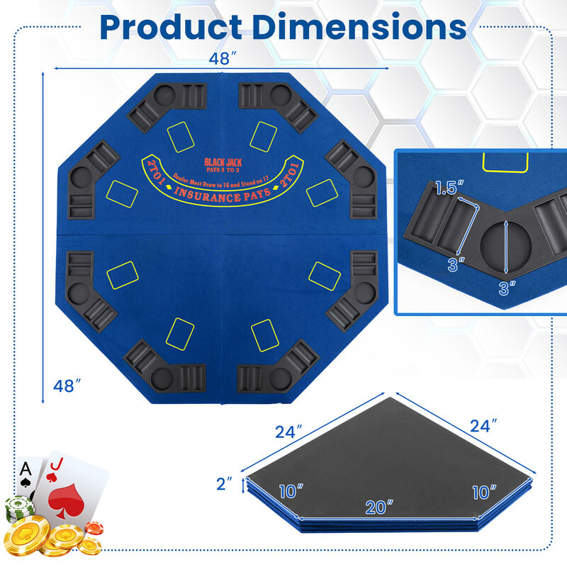 Portable 8 Player Poker Table Top with Built In Cup Holders and Chip Trays image number 2