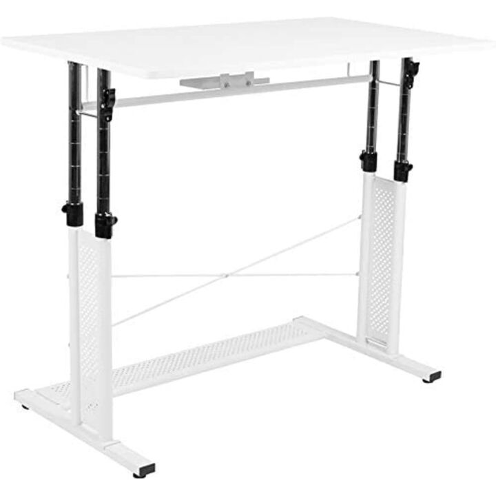Flash Furniture Fairway Height Adjustable (27.25-35.75"H) Sit to Stand Home Office Desk - White