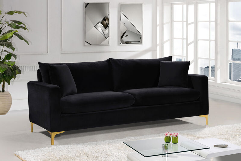 Meridian Furniture Naomi Black Velvet Sofa image number 2