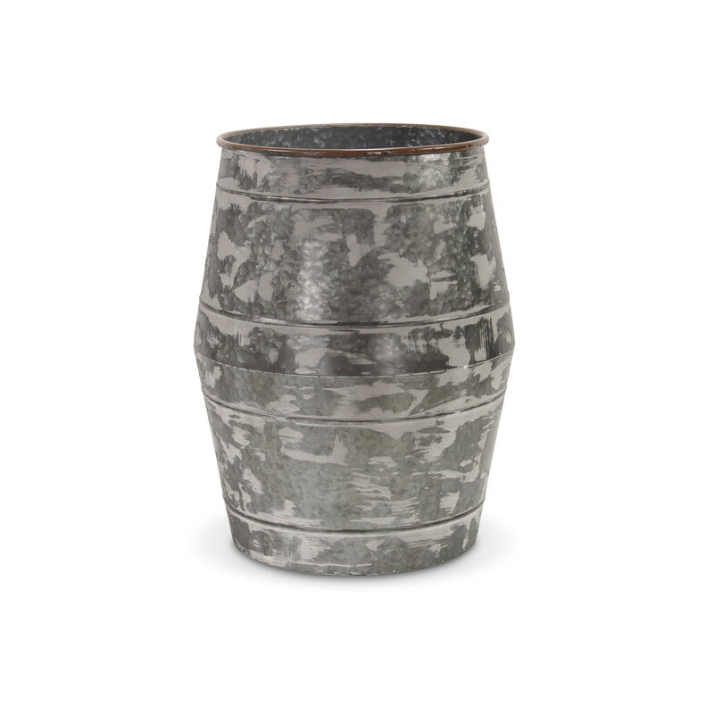 HomeRoots Set of Two Gray Galvanized Metal Cylinder Floor Vases image number 4