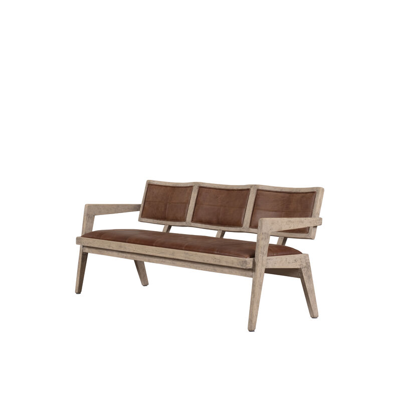 Solid Wood Accent Bench in Weathered Natural image number 3