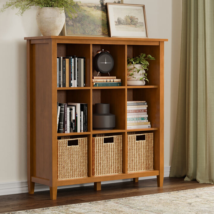 Warm Shaker SOLID WOOD 48 inch x 44 inch Transitional 9 Cube Storage in Light Golden Brown