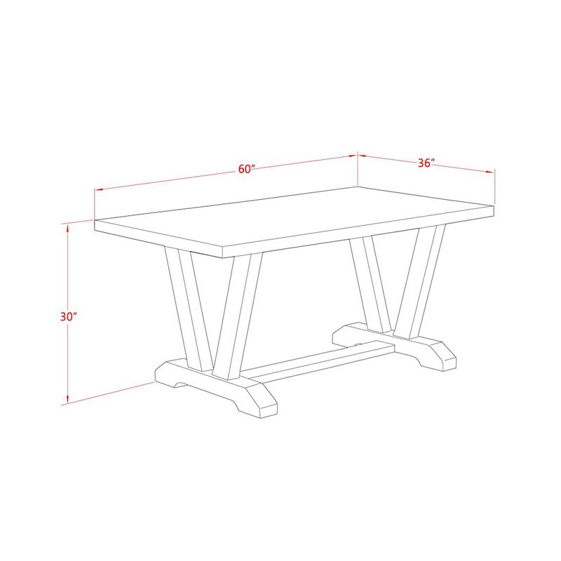 East West Furniture 1-Piece Dining Table with Rectangular Cement Table top and Linen White Wooden Legs Finish