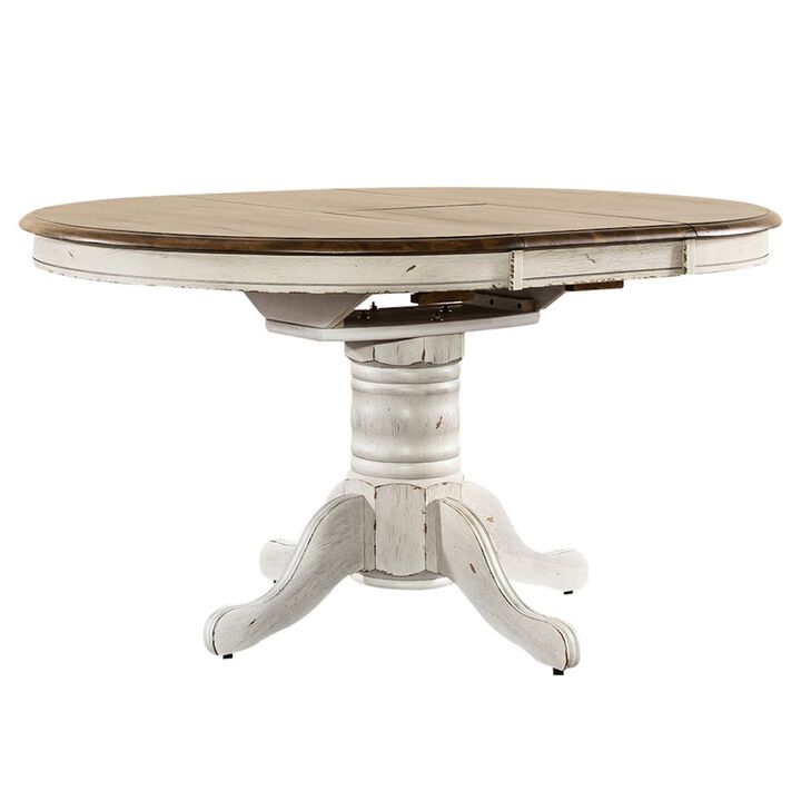Liberty Furniture Pedestal Table Set- White in Rubberwood Solids