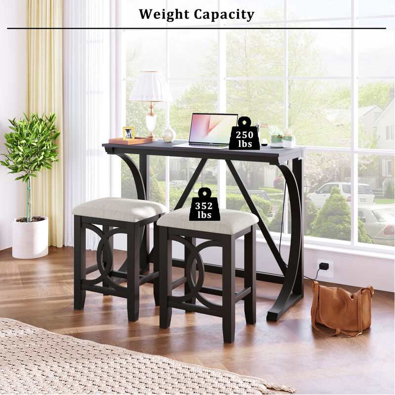 Merax 3-Piece Counter Height Dining Table Set with USB image number 4