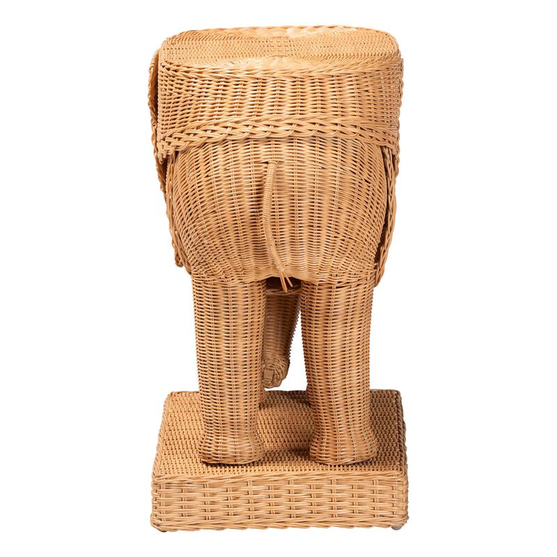 bali & pari Elissa Bohemian Light Honey Rattan Elephant End Table
