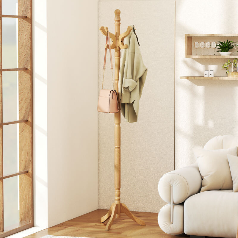 Entryway Hall Tree &ndash; Solid Wood with 11 Hooks and 3 Height Options image number 7