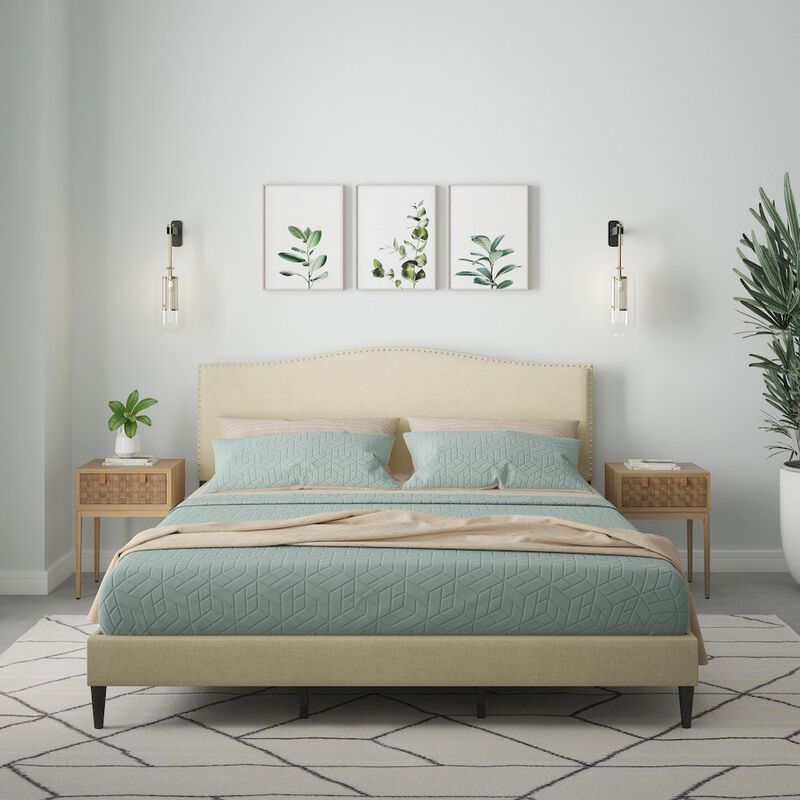 Rize Home Leighford King Platform Bed Beige image number 5