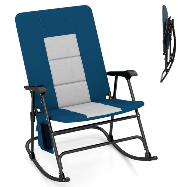 Hivvago Foldable Rocking Padded Portable Camping Chair with Backrest and Side pocket