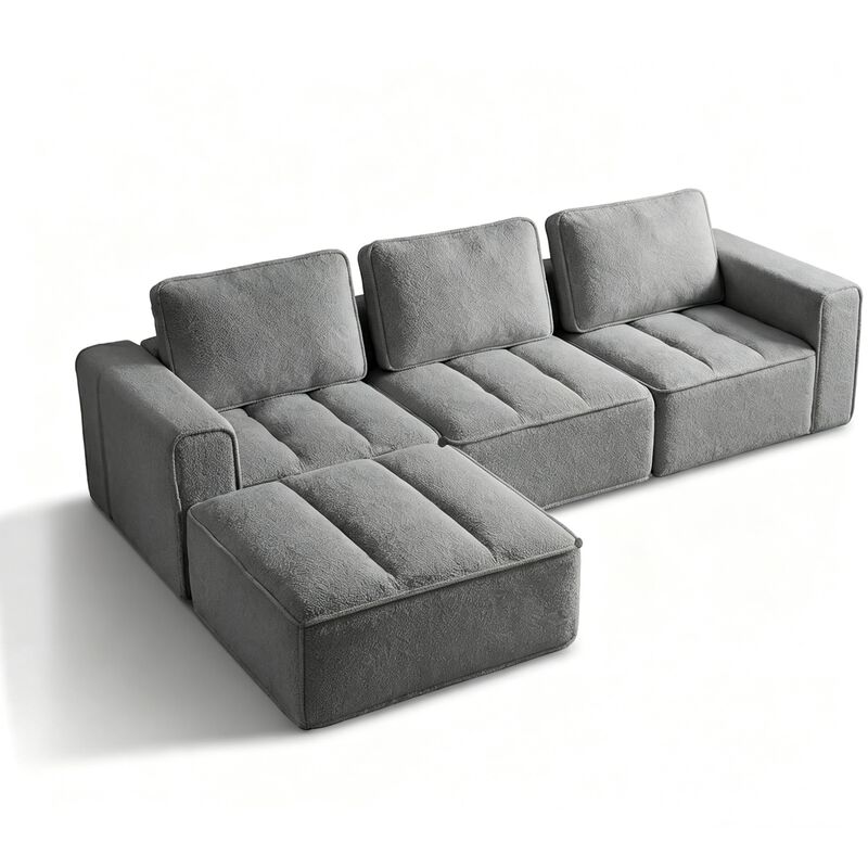 Vipbear 110.5" Cloud Modular Sectional Sofa, Convertible L Shaped Couch with Reversible Chaise image number 0