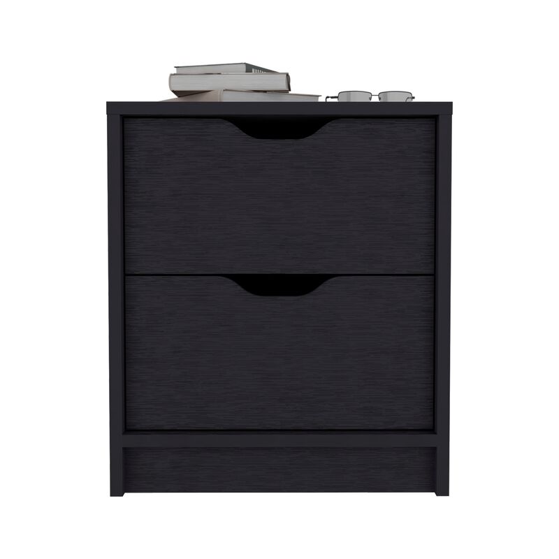 DEPOT E-SHOP Houma Double Drawer Nightstand, Bedside Table