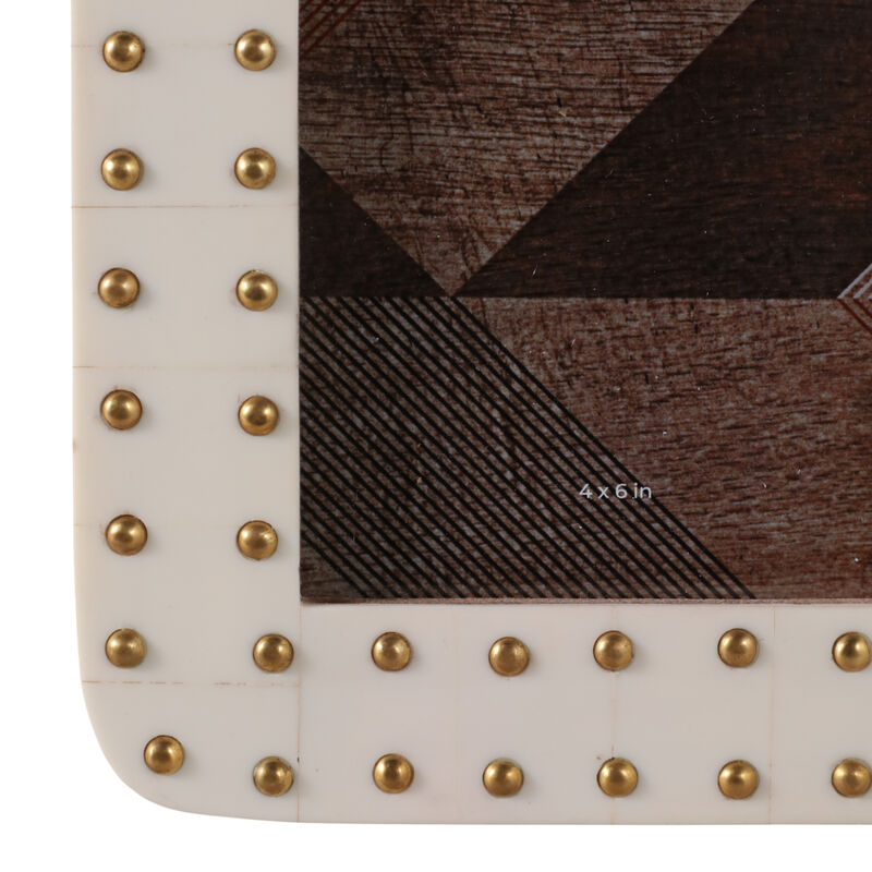 4x6" Brass Dot Border Photo Frame, Ivory/ Gold image number 4