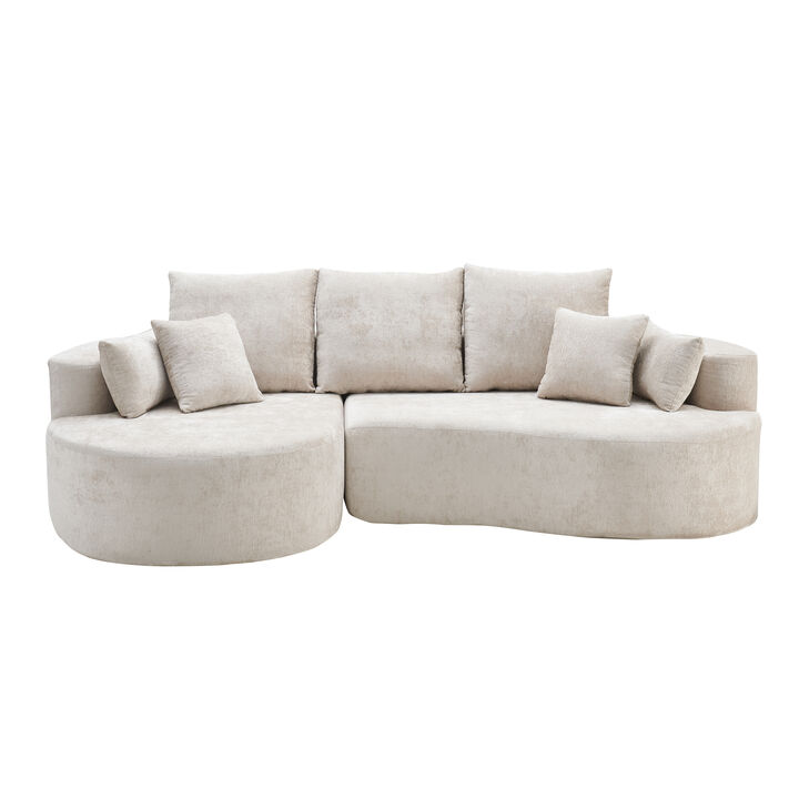 Christopher Knight Home Edana 106" Modern Cozy Upholstered 4 Seater Curved Sectional Sofa with 7 Pillows