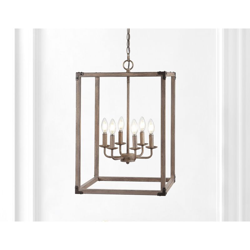 Magnolia 6-Light Adjustable Iron Rustic Farmhouse LED Pendant