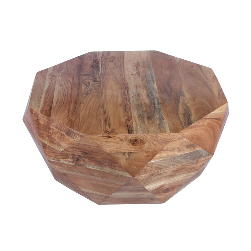 33 Inch Diamond Shape Acacia Wood Coffee Table With Smooth Top, Natural Brown-Benzara image number 1