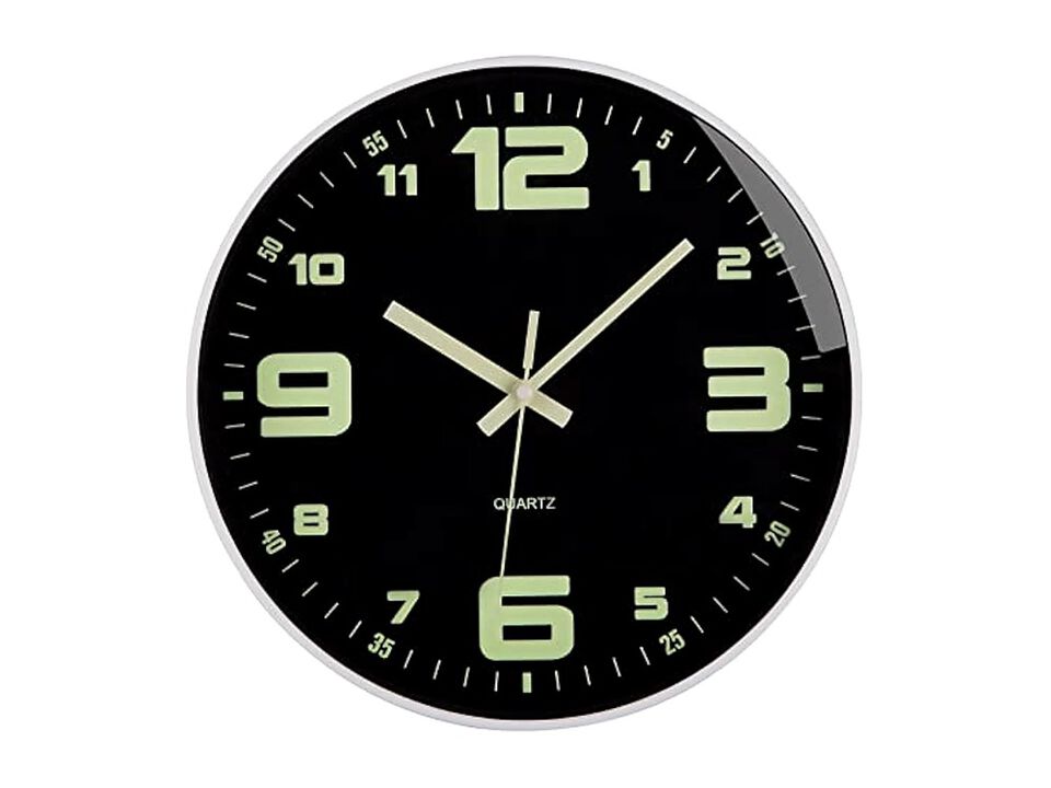 Glow In The Dark Digital Night Light Neon Wall Clock 12 Inch Silent Non Ticking