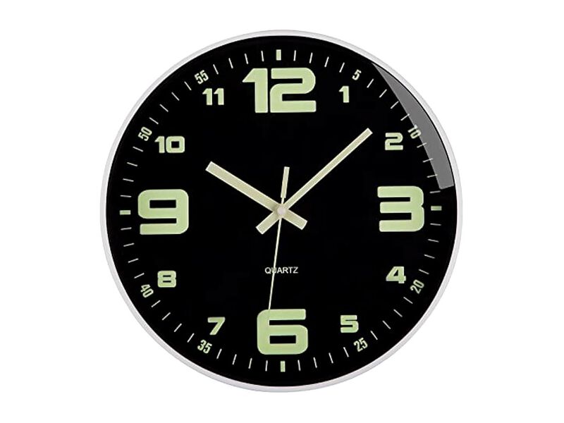 Glow In The Dark Digital Night Light Neon Wall Clock 12 Inch Silent Non Ticking image number 1