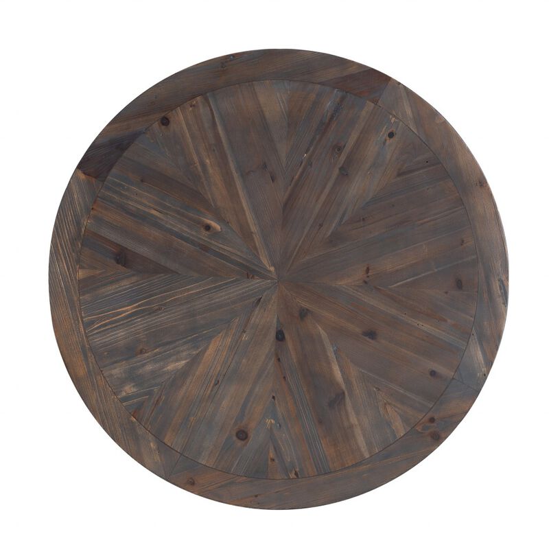 Hivvago 36 Inch  Natural And Brown Reclaimed Wood And Metal Round Coffee Table