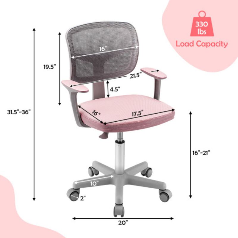 Hivvago Adjustable Desk Chair with 5 Rolling Universal Casters for Kids