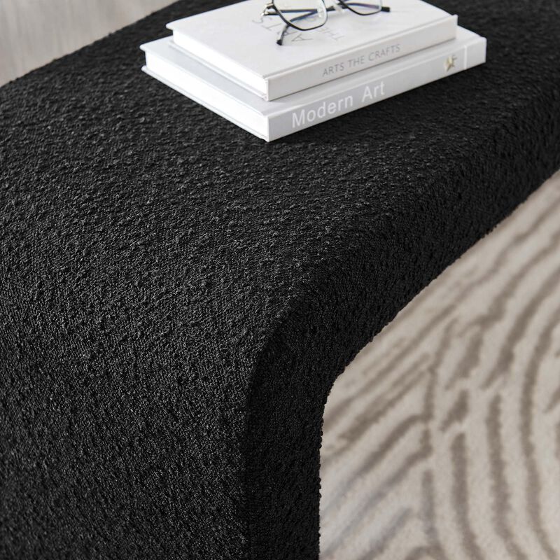 Modway EEI-6736-BLK Simba Boucle Fabric Waterfall Long Bench, Black image number 8