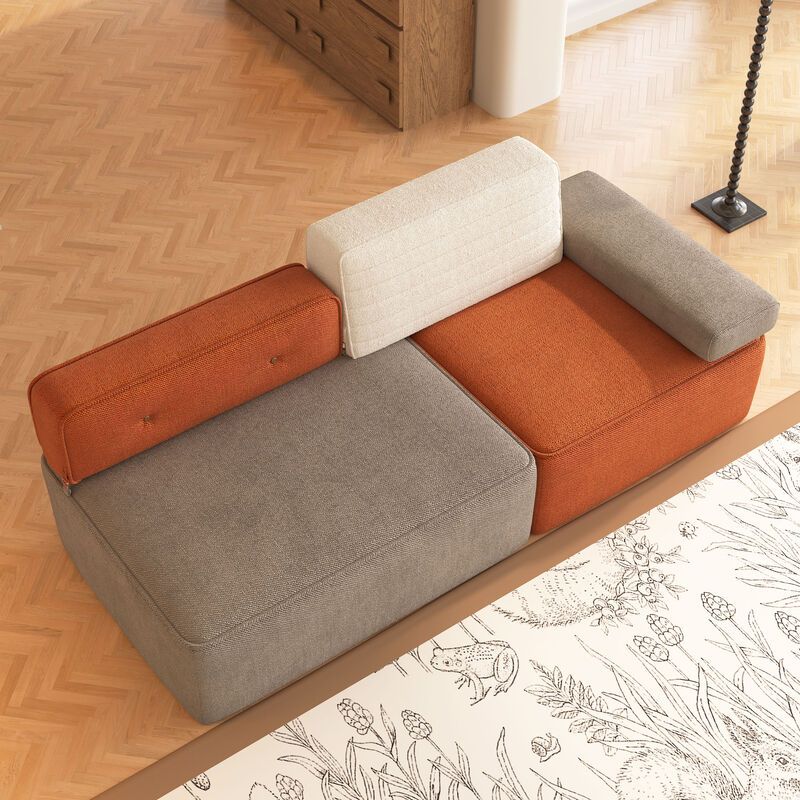 Upholstered Linen Fabric Sofa for Living Room & Bedroom Multi-color 79.9"