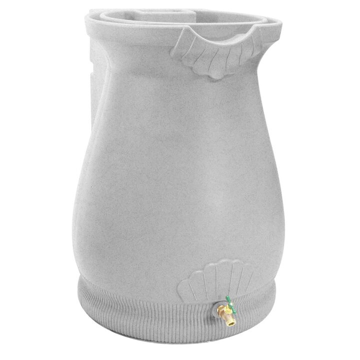 Weather-Resistant Plastic Urn Rain Barrel with Integrated Planter &ndash; 65 Gallons