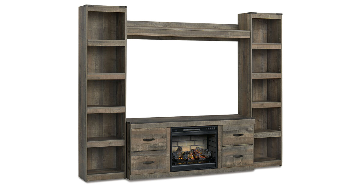 Trinell 4-Piece Entertainment Center with Electric Fireplace
